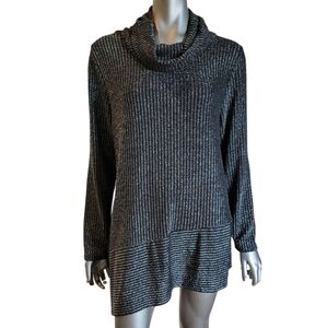 NWT B13 Belldini Elegant Black and Silver Women's Cowl Neck Sweater - XL